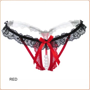 STRING AUS SPITZE MIT PERLENKETTE