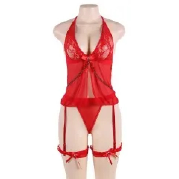 BABYDOLL SPITZE ROT-QUEENSIZE