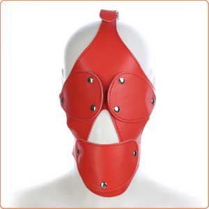 LEDER-MASKE MIT INTEGRIERTEM MUNDKNEBEL ROT