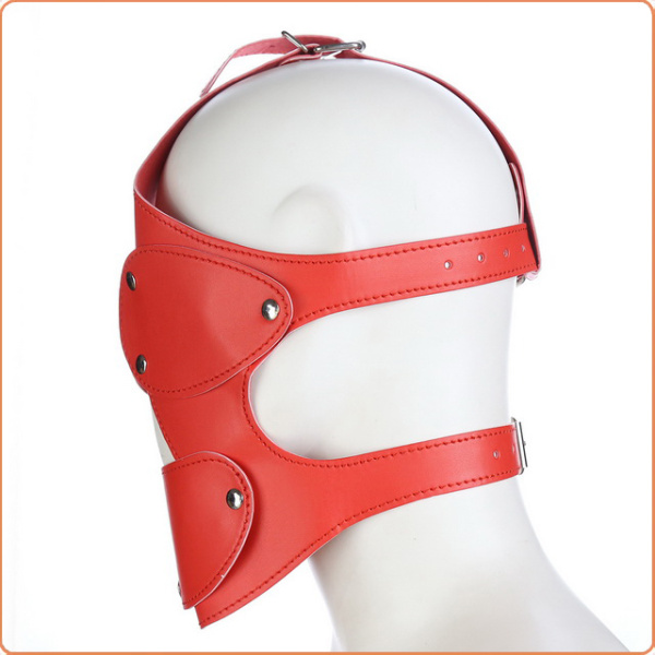 LEDER-MASKE MIT INTEGRIERTEM MUNDKNEBEL ROT – Bild 5