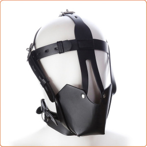 LEDER KOPFMASKE MIT MUNDKNEBEL