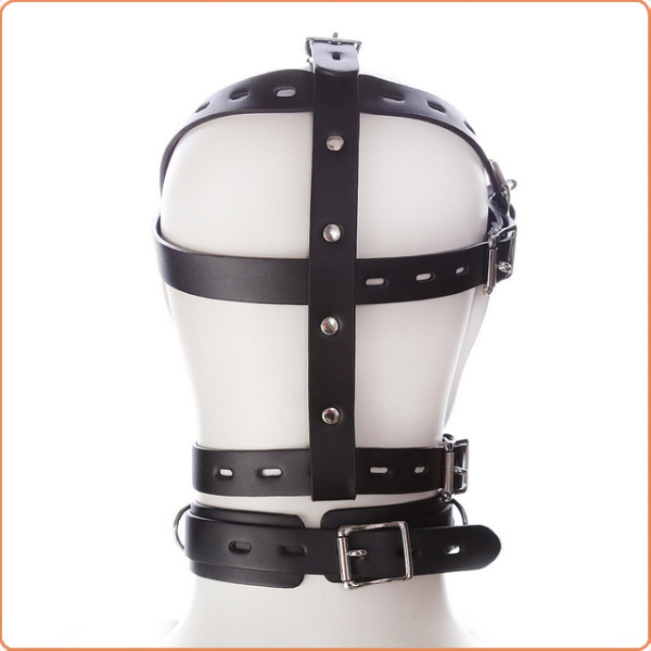 LEDER KOPFMASKE MIT MUNDKNEBEL – Bild 3