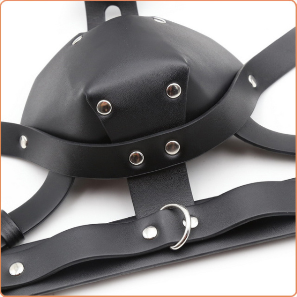 LEDER KOPFMASKE MIT MUNDKNEBEL – Bild 4