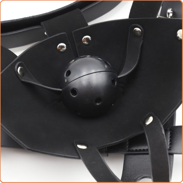 LEDER KOPFMASKE MIT MUNDKNEBEL – Bild 5