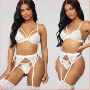 ROMANTISCHES STRAPS-SET, 3 TEILE-QUEEN SIZE