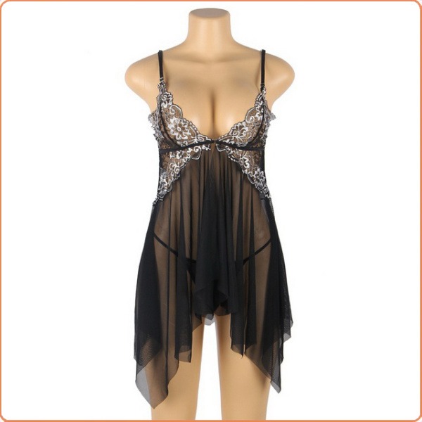 BABYDOLL NEGLIGEE SPITZENBORDÜRE DESSOUS – Bild 5