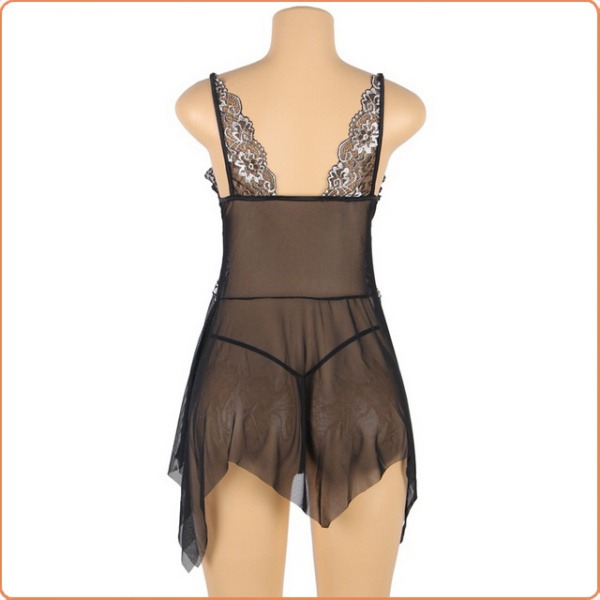 BABYDOLL NEGLIGEE SPITZENBORDÜRE DESSOUS – Bild 2