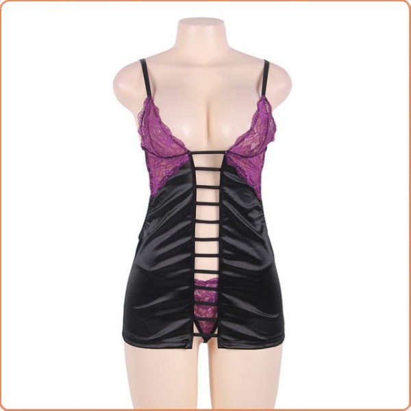 NEGLIGE SET SCHWARZ/LILA – Bild 2