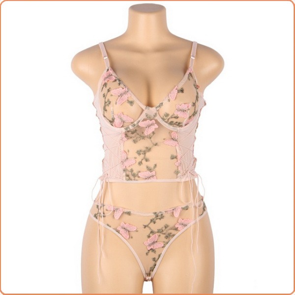 BUSTIER UND TANGA SET MIT SCHMETTERLING MUSTER-QUEEN SIZE – Bild 5
