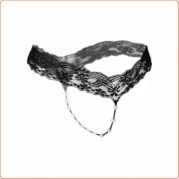 STRING AUS SPITZE MIT PERLENKETTE