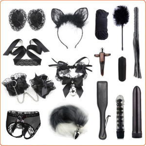FETISCH SET SCHWARZ 15 TEILE