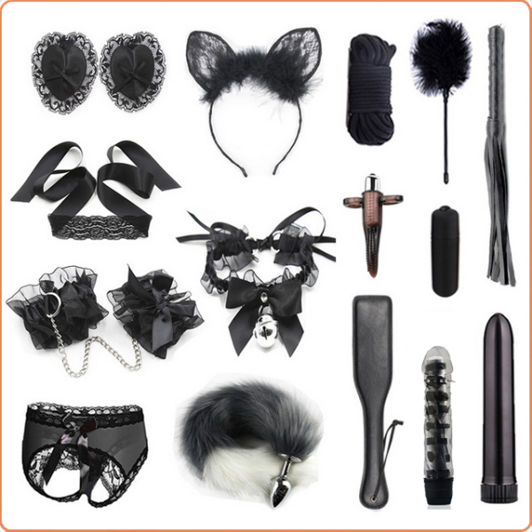 FETISCH SET SCHWARZ 15 TEILE