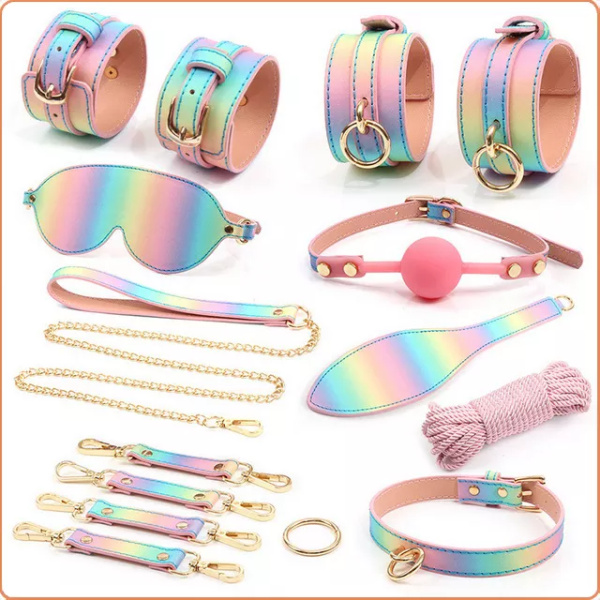 BONDAGE SETS 8 TEILE REGENBOGENFARBEN – Bild 3