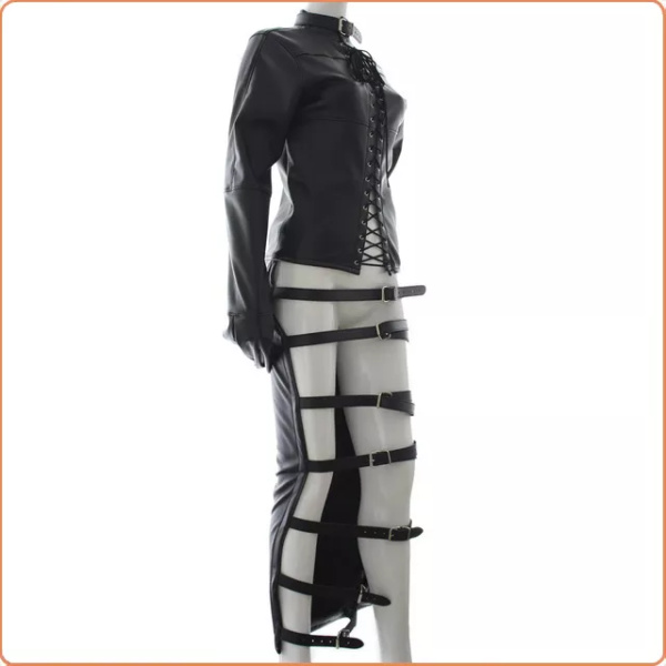 ZWANGSJACKE MIT RIEMEN IN LEDER-OPTIK SCHWARZ – Bild 2