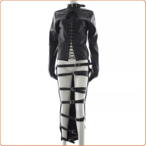 ZWANGSJACKE MIT RIEMEN IN LEDER-OPTIK SCHWARZ