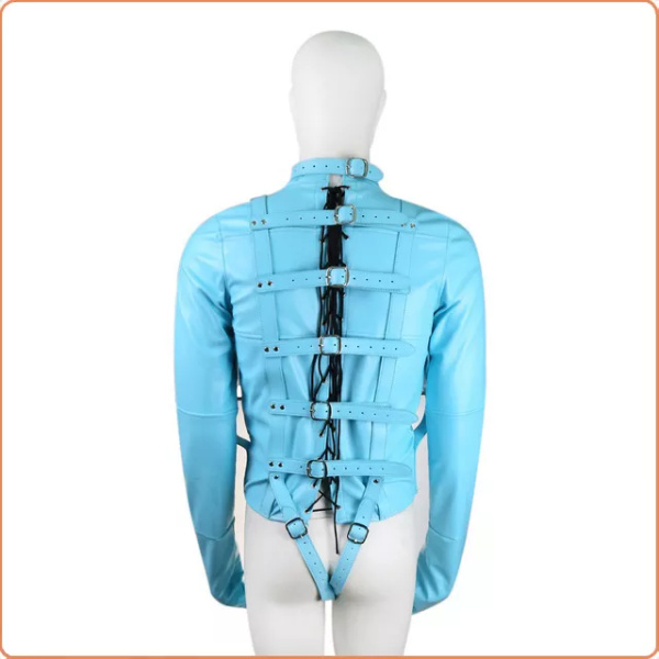 ZWANGSJACKE MIT RIEMEN IN LEDER-OPTIK LILA – Bild 2