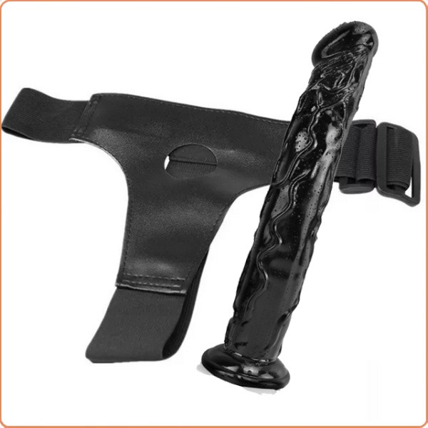STRAP-ON HARNESS MIT MONSTER DILDO AUS SILIKON 35CM