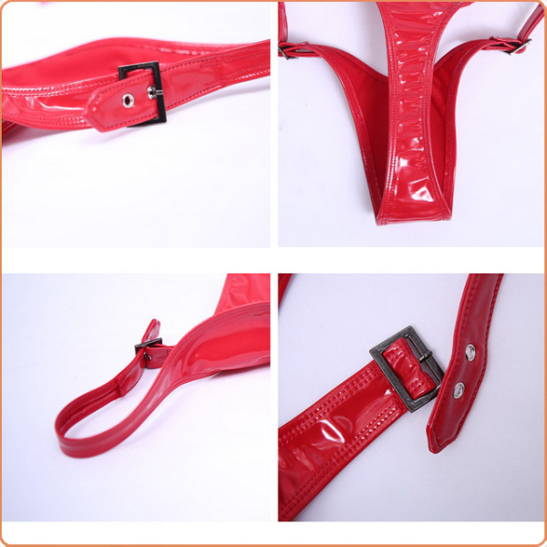 LATEX PANTIE IM WET LOOK ROT – Bild 3
