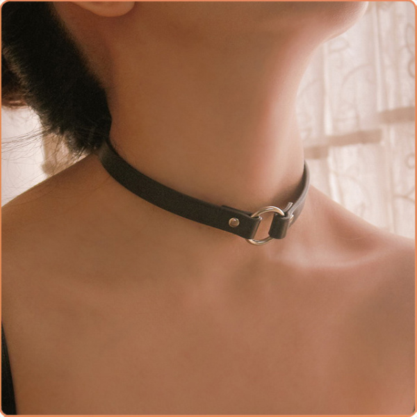 LEDER SCHMALES HALSBAND MIT O-RING – Bild 2