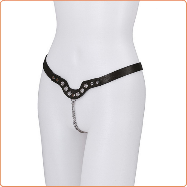 LEDER STRING MIT KETTE OUVERT – Bild 2