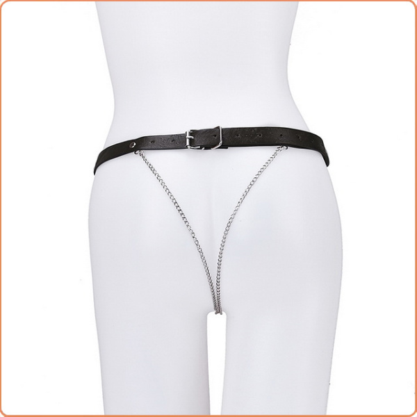 LEDER STRING MIT KETTE OUVERT – Bild 3