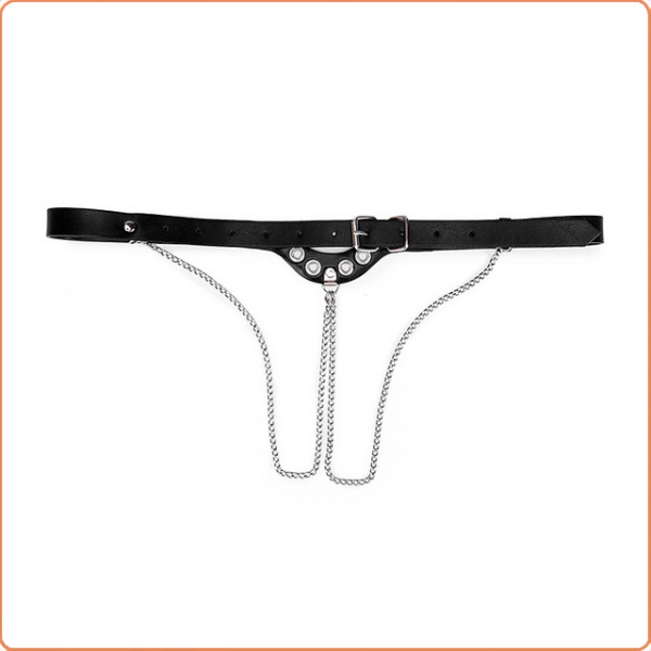 LEDER STRING MIT KETTE OUVERT – Bild 5