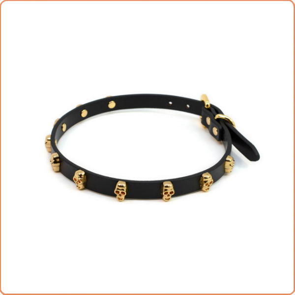 LEDER HALSBAND MIT TOTENKOPF-NIETE – Bild 5